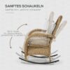 4255633515742-5 Outsunny Rattan Schaukelstuhl, Schaukelsessel mit Kissen für Balkon, Garten