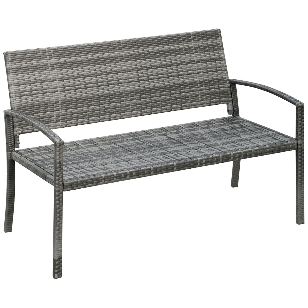 Outsunny Gartenbank, 2 – Sitzer Sitzbank in Rattanoptik Parkbank bis 320 kg Stahl