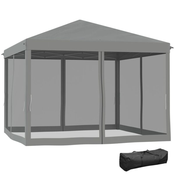 Outsunny Faltpavillon Pavillon Faltzelt Garten mit Seitenwänden 3x3m Hellgrau