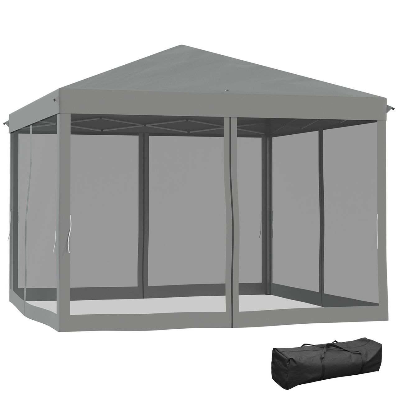 Outsunny Faltpavillon Pavillon Faltzelt Garten mit Seitenwänden 3x3m Hellgrau