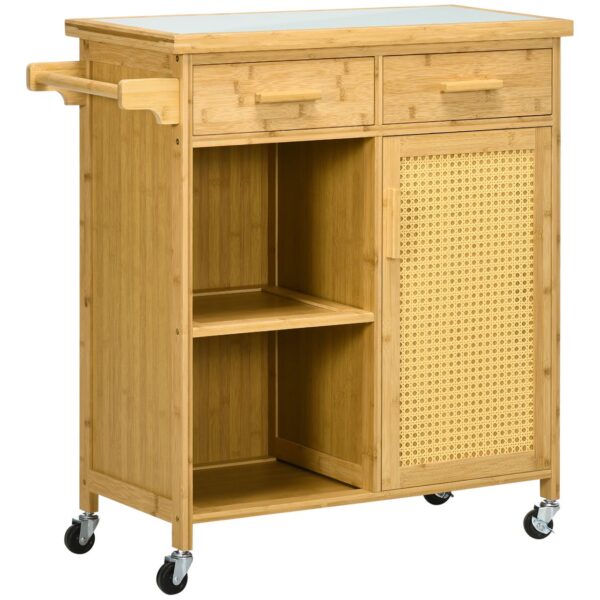 HOMCOM Küchenwagen Servierwagen mit Schublade, Schrank, Ebenen, Handtuchhalter