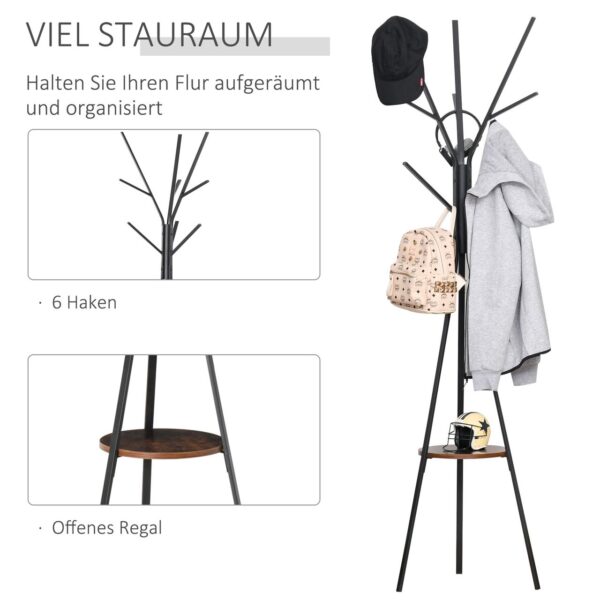 HOMCOM Garderobenständer Standgarderobe Kleiderständer Flurgarderobe Metall