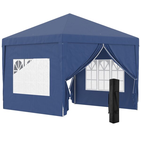 Outsunny Pavillon 2, 95 x 2, 95m Faltpavillon 4 Seitenwände mit Fenster Tragetasche Stahl