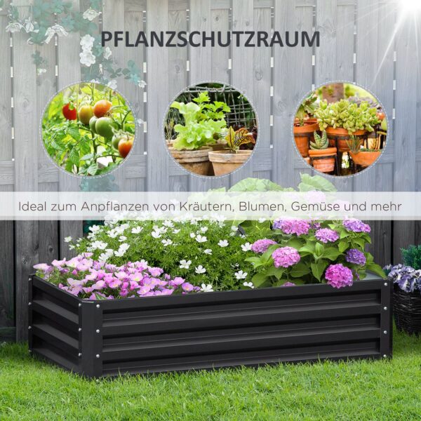 Outsunny Hochbeet Stahl, Pflanzkasten, Rostfrei Blumenkasten mit Offenem Boden