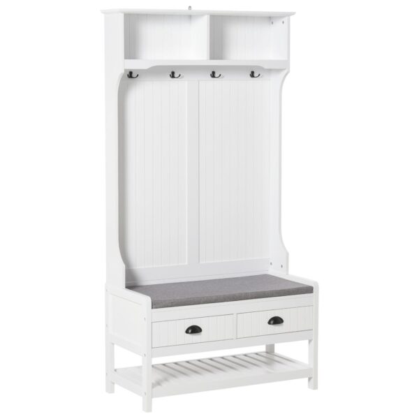 4255633537935-1 HOMCOM Garderobenständer, Garderobe, kleiderständer mit Haken, Schuhregal Stahl