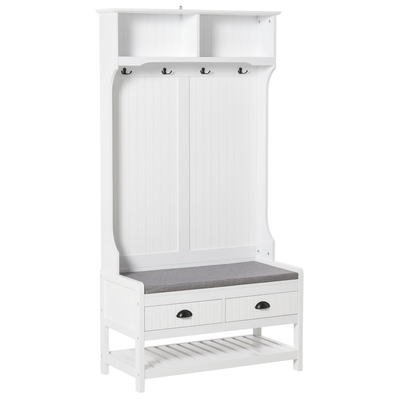 HOMCOM Garderobenständer, Garderobe, kleiderständer mit Haken, Schuhregal Stahl