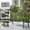 Outsunny Gartenbank Metall, Sitzbank, wetterfeste Parkbank mit Rückenlehne, Armlehne