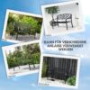 Outsunny Gartenbank Metall, Sitzbank, wetterfeste Parkbank mit Rückenlehne, Armlehne