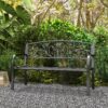 Outsunny Gartenbank Metall, Sitzbank, wetterfeste Parkbank mit Rückenlehne, Armlehne