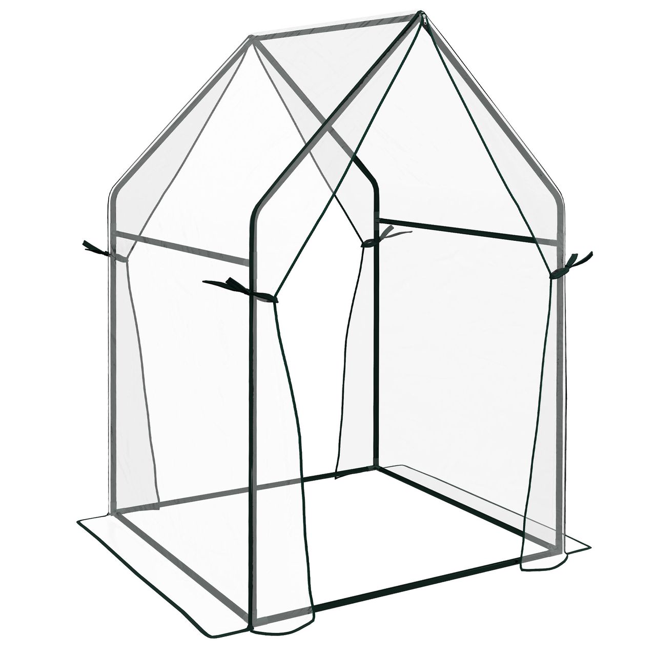 Outsunny Foliengewächshaus, Gewächshaus, Treibhaus mit Doppeltür, PE Transparent