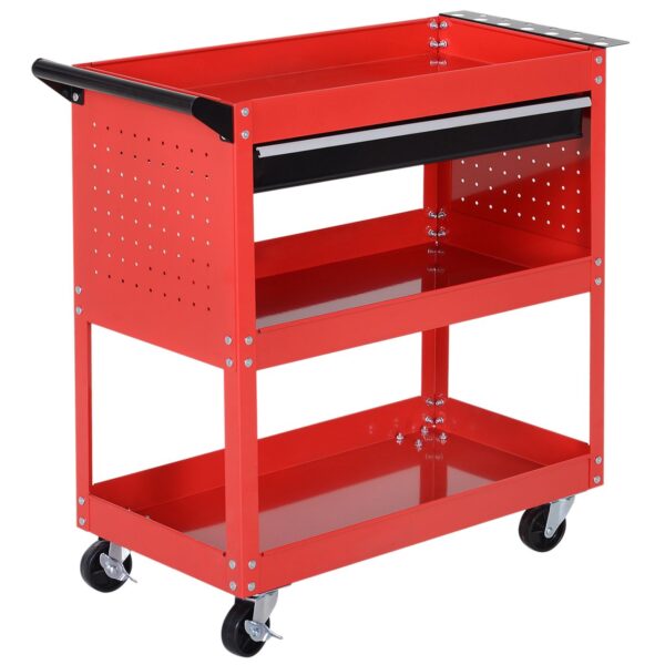 HOMCOM HOMCOM Werkstatt – Rollwagen, werkzeugwagen 3 Stufig Transportwagen mit Schublade