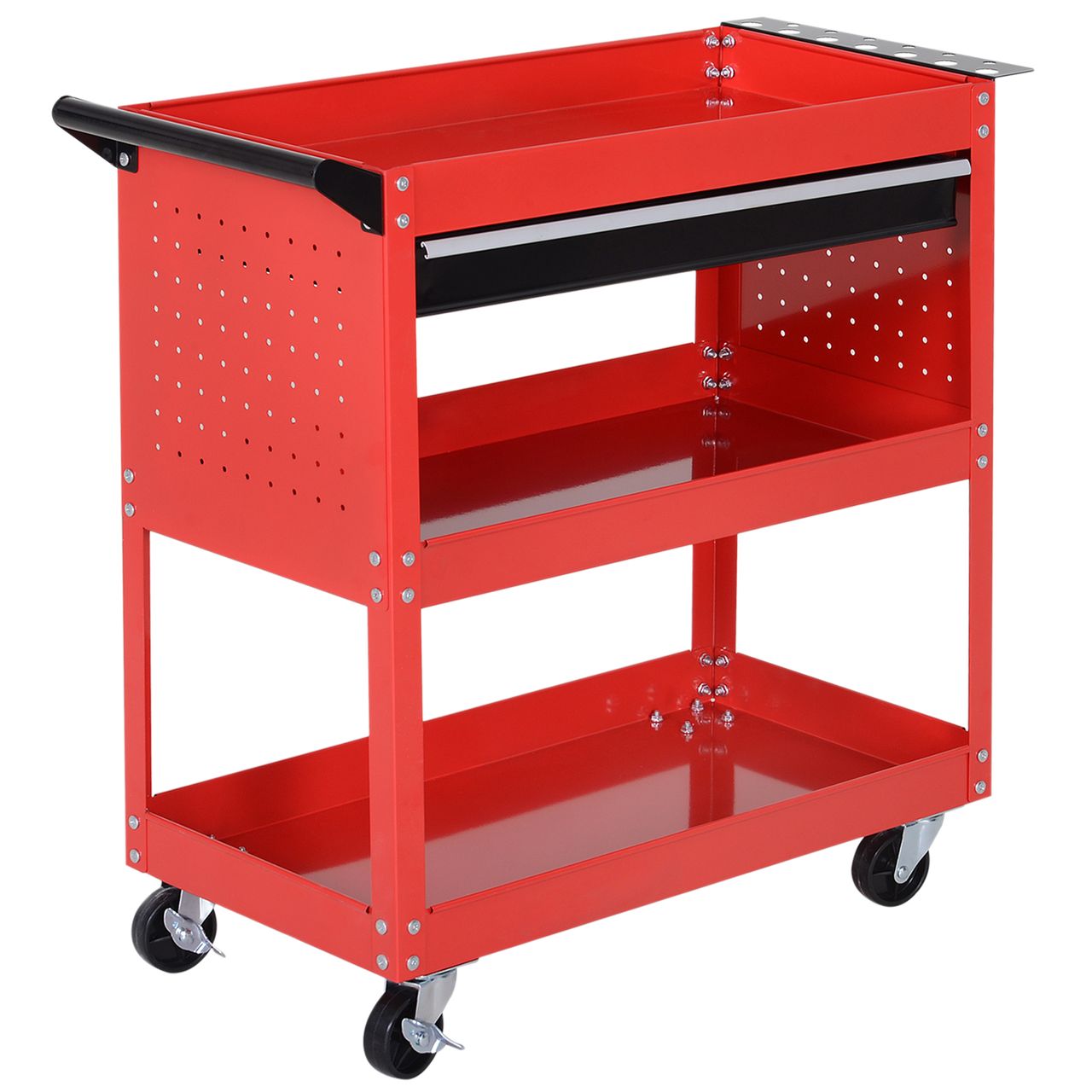 HOMCOM HOMCOM Werkstatt – Rollwagen, werkzeugwagen 3 Stufig Transportwagen mit Schublade