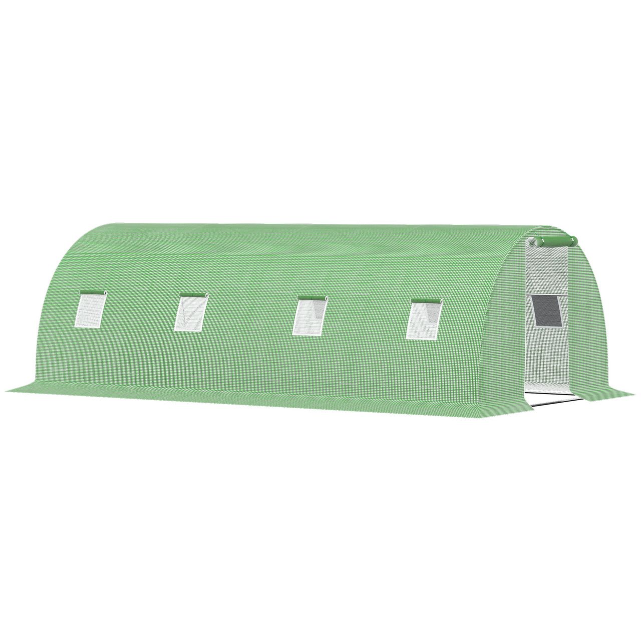 Outsunny 6x3x2 m Gewächshaus begehbares Treibhaus 8 Fenster Stahlrahmen, Grün