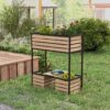 Outsunny Hochbeet aus Holz, 2 – Stufiger Blumenkasten mit Ablage, Innenvlies