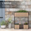 Outsunny Hochbeet aus Holz, 2 – Stufiger Blumenkasten mit Ablage, Innenvlies