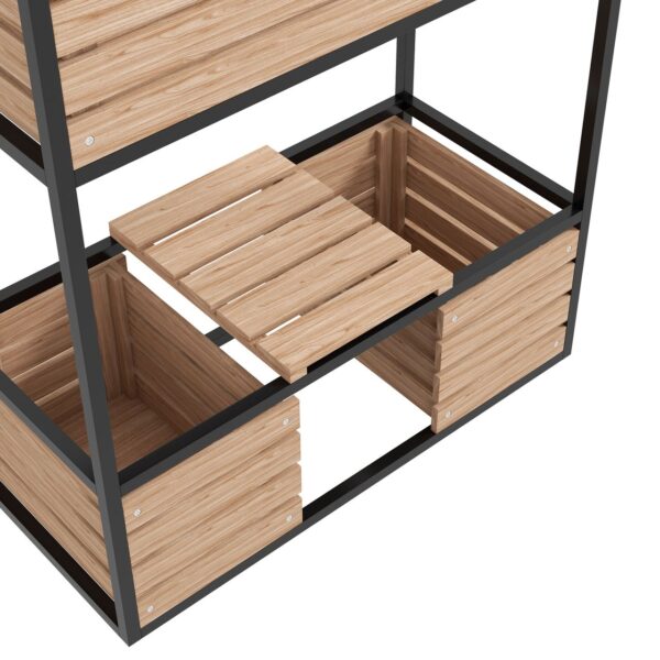 Outsunny Hochbeet aus Holz, 2 – Stufiger Blumenkasten mit Ablage, Innenvlies