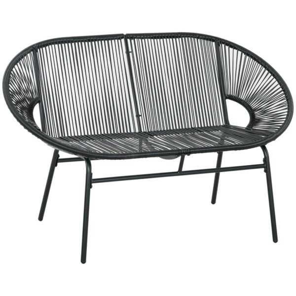 Outsunny Polyrattan Sitzbank 2 – Sitzer Rattanbank Gartenbank bis 260 kg, Schwarz