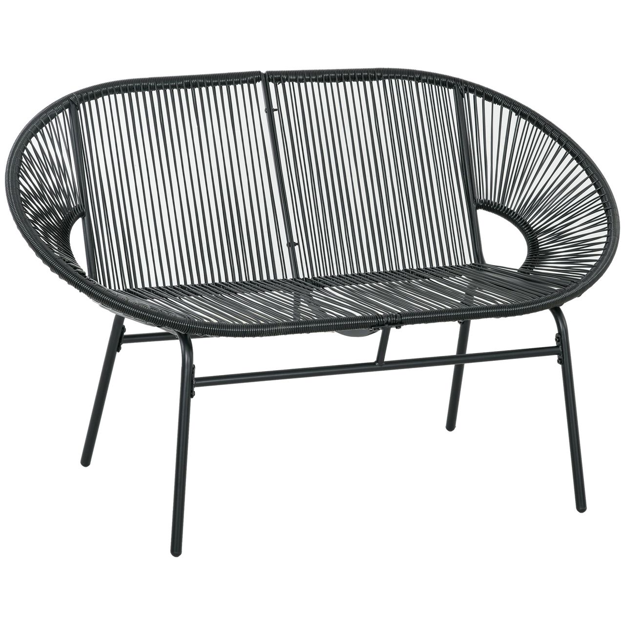 Outsunny Polyrattan Sitzbank 2 – Sitzer Rattanbank Gartenbank bis 260 kg, Schwarz