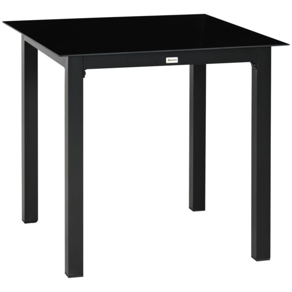 4255633550569-1 Outsunny Gartentisch Esstisch für Garten Balkontisch für 4 Personen Schwarz