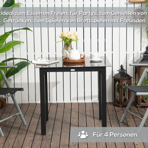 4255633550569-6 Outsunny Gartentisch Esstisch für Garten Balkontisch für 4 Personen Schwarz