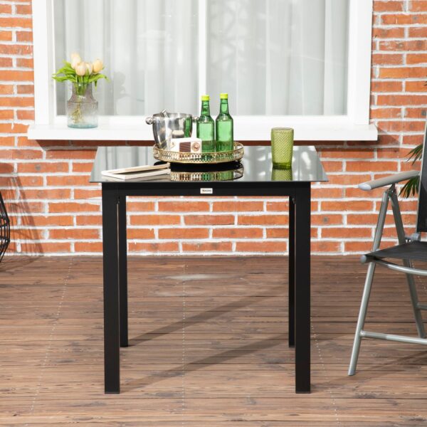 4255633550569-7 Outsunny Gartentisch Esstisch für Garten Balkontisch für 4 Personen Schwarz
