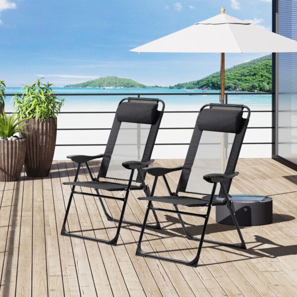 4255633550927-2 Outsunny 2er – Set Klappstuhl klappbarer Gartenstuhl mit verstellbarer Rückenlehne