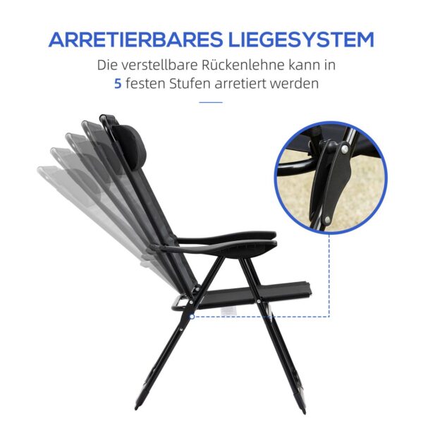 4255633550927-5 Outsunny 2er – Set Klappstuhl klappbarer Gartenstuhl mit verstellbarer Rückenlehne