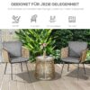 4255633551061-7 Outsunny 3 – tlg. Rattan Gartenmöbel – Set, Sitzgarnitur mit 2 Stühle, Beistelltisch