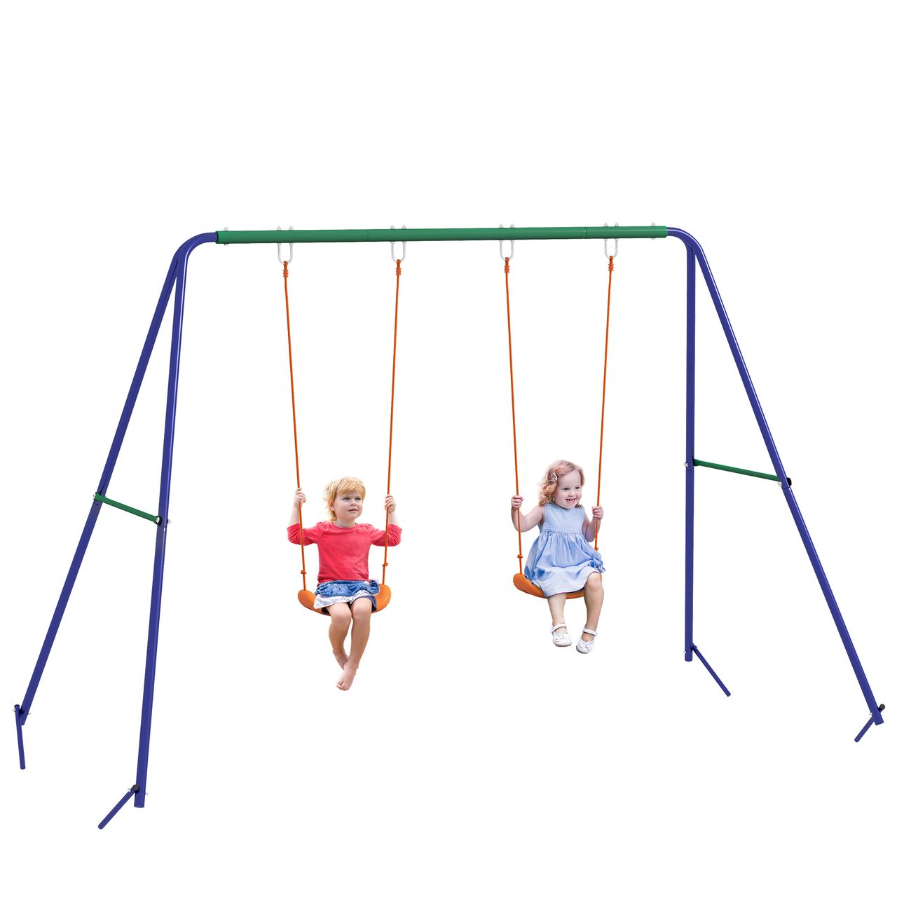 Outsunny Kinderschaukel – Set Schaukelgestell mit 2 Schaukeln, für 3 – 8 Jahre