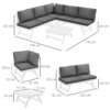 4255633551733-3 Outsunny 4tlg. Gartenmöbel – Set Balkonmöbel – Set mit Ecksofa Zweisitzer Couchtisch