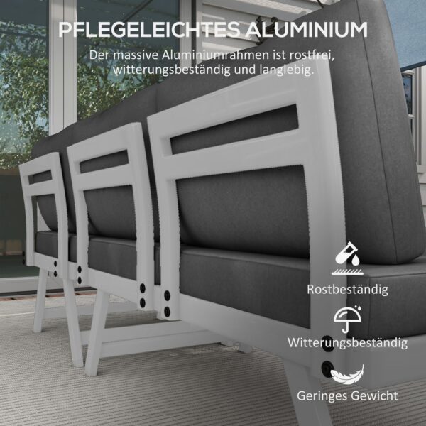 4255633551733-4 Outsunny 4tlg. Gartenmöbel – Set Balkonmöbel – Set mit Ecksofa Zweisitzer Couchtisch
