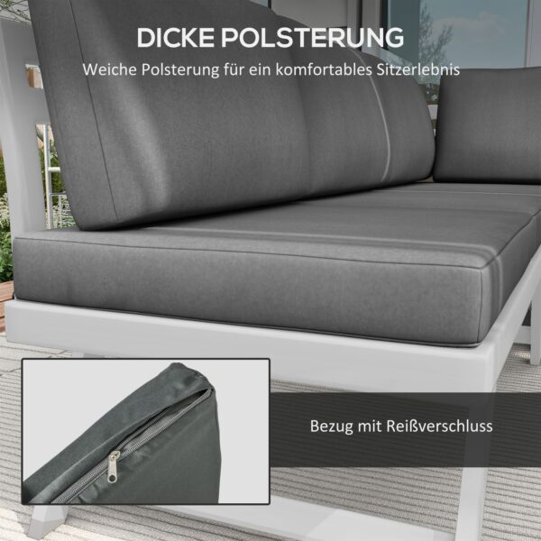 4255633551733-5 Outsunny 4tlg. Gartenmöbel – Set Balkonmöbel – Set mit Ecksofa Zweisitzer Couchtisch
