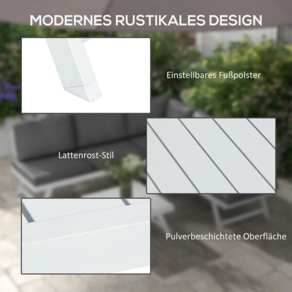 4255633551733-7 Outsunny 4tlg. Gartenmöbel – Set Balkonmöbel – Set mit Ecksofa Zweisitzer Couchtisch