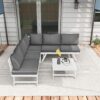 4255633551733-8 Outsunny 4tlg. Gartenmöbel – Set Balkonmöbel – Set mit Ecksofa Zweisitzer Couchtisch