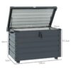 Outsunny Gartenbox Aufbewahrungsbox mit Rollen, gartentruhe mit Schloss Grau