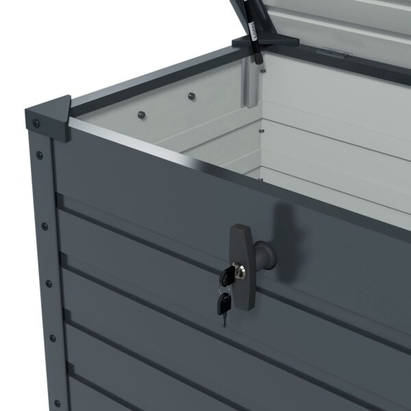 Outsunny Gartenbox Aufbewahrungsbox mit Rollen, gartentruhe mit Schloss Grau