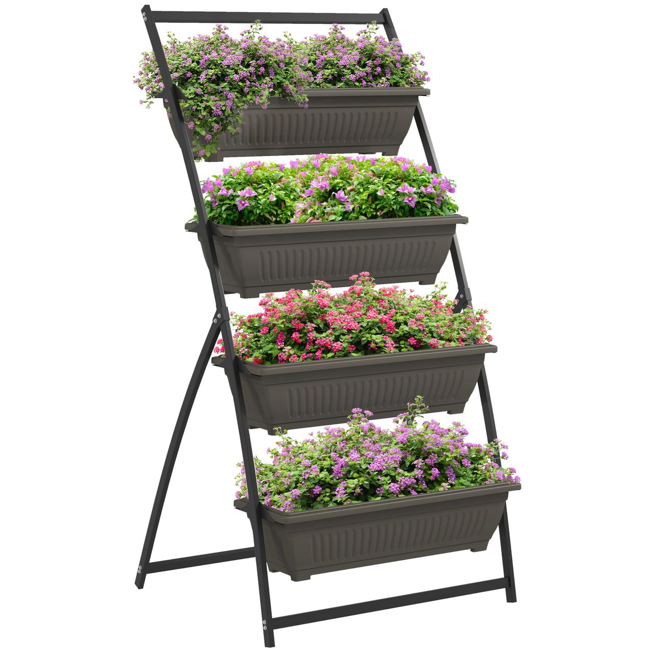 Outsunny Pflanzenständer, blumenständer mit 4 Etagen Pflanzenregal mit Löchern