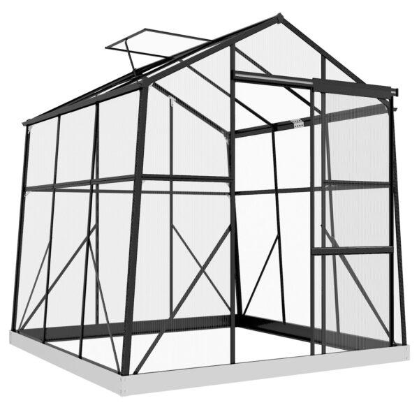 Outsunny Gewächshaus Aluminium Treibhaus 3, 68m² Tomatenhaus mit Fenster, Schwarz