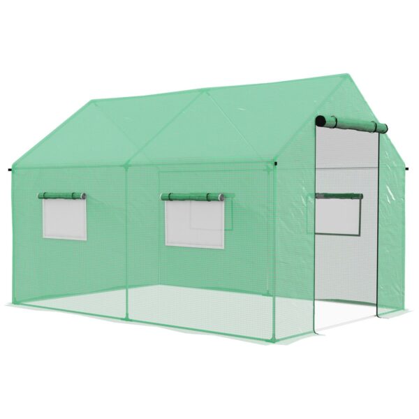 Outsunny Foliengewächshaus, 2 x 3 x 2 m Gewächshaus, Treibhaus mit Rollfenster, Rolltür