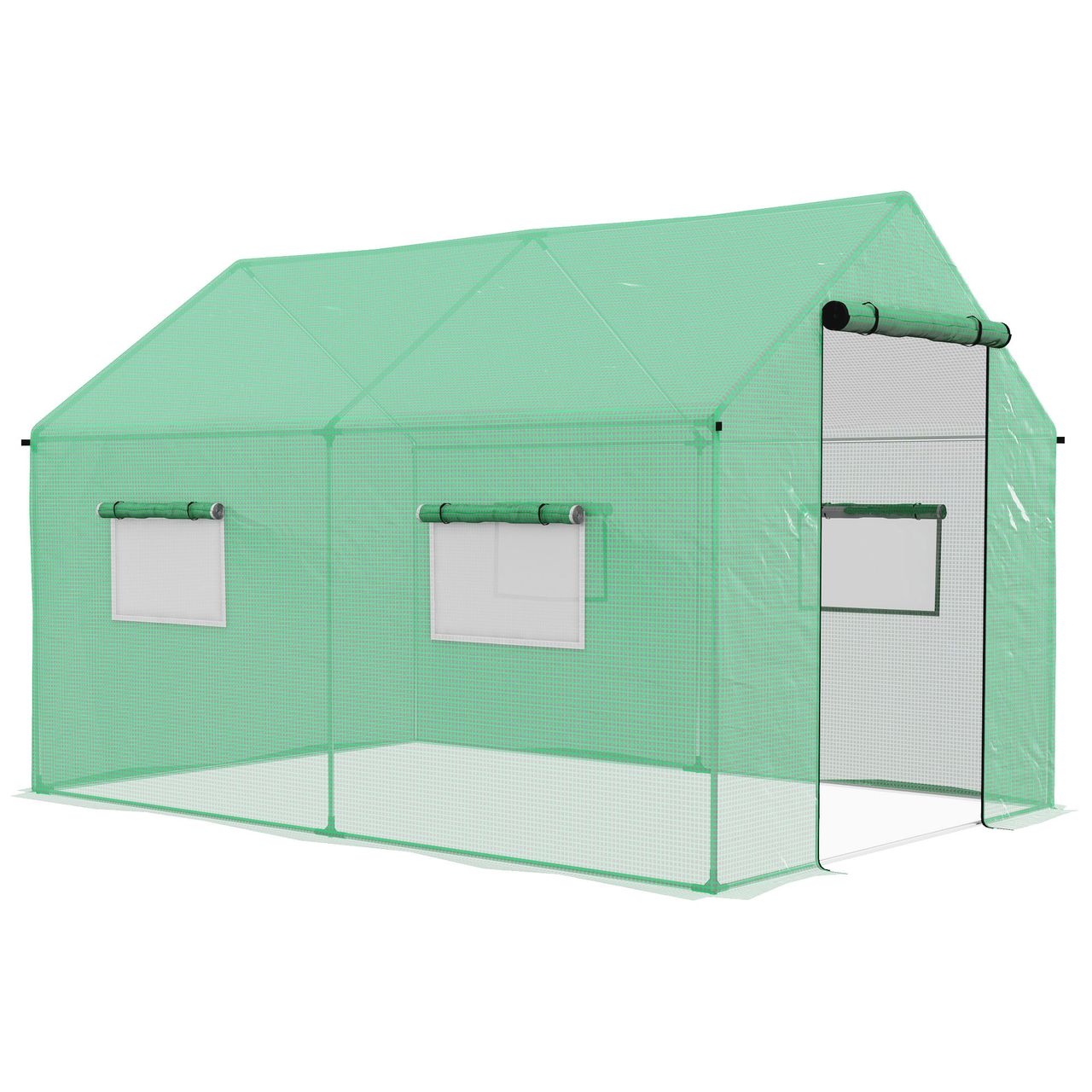 Outsunny Foliengewächshaus, 2 x 3 x 2 m Gewächshaus, Treibhaus mit Rollfenster, Rolltür