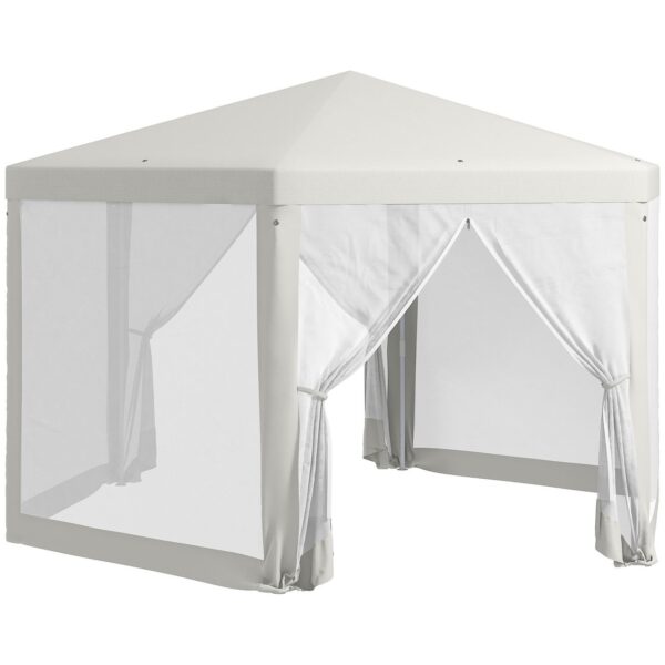 Outsunny Gartenpavillon 3, 94x3, 412m 6 – eckig Pavillon mit Moskitonetz Polyester