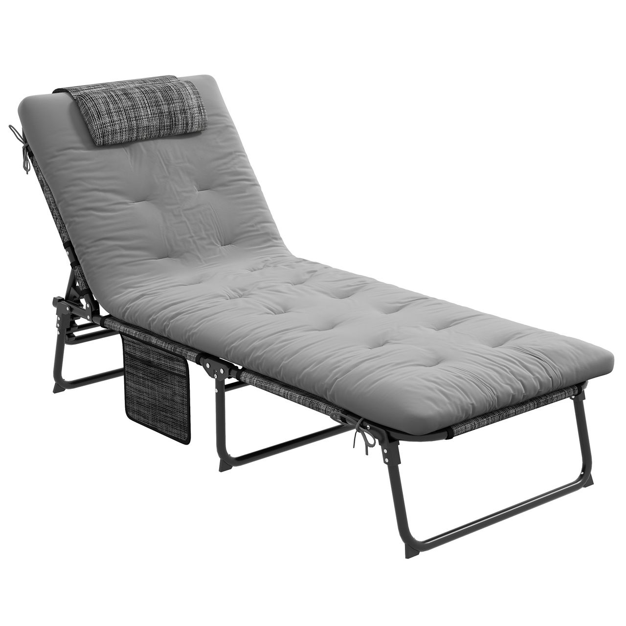 Outsunny Feldbett, Campingbett, campingliege mit Seitentasche, Klappbett mit Kopfkissen