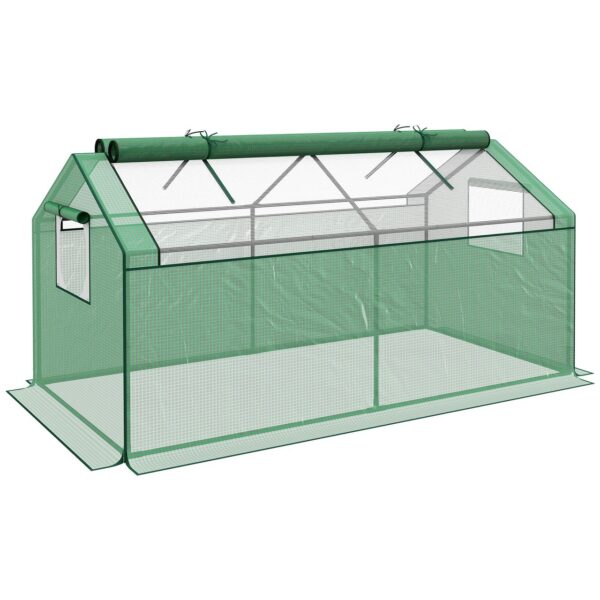 Outsunny Gewächshaus Tomatenhaus mit UV – beständige Folie Grün 180x92x92cm