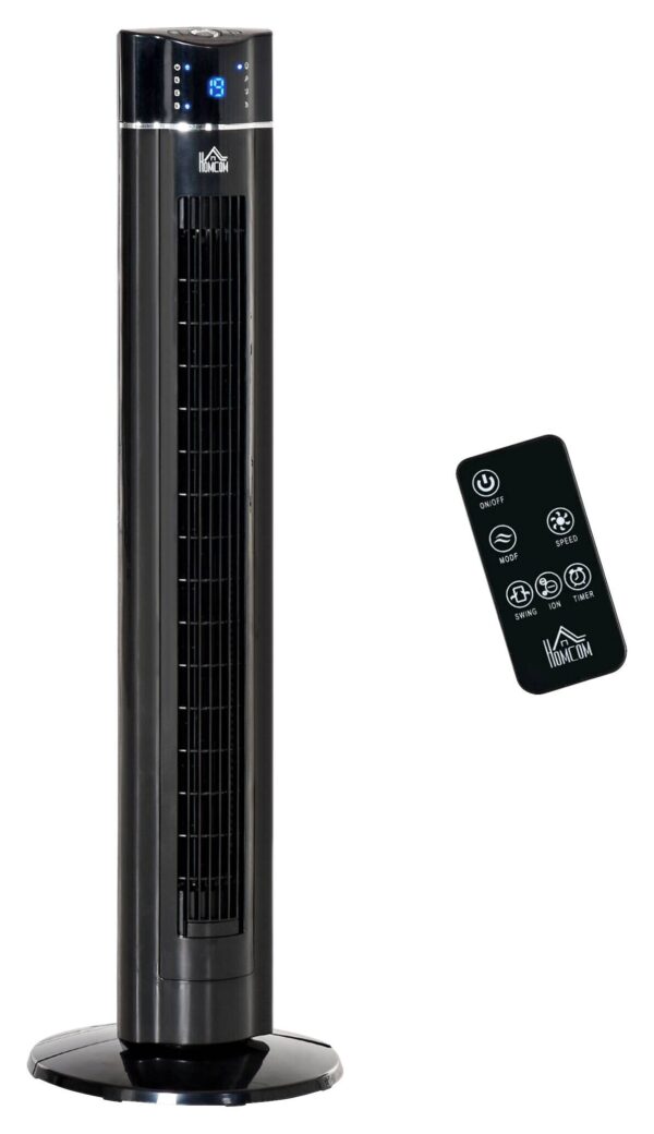 HOMCOM Ventilator schwarz Polypropylen Kunststoff Edelstahl B/H/L: ca. 32x32x106,8 cm