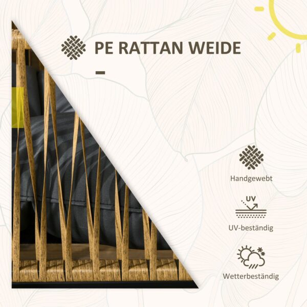 Outsunny 4 tlg. Rattan Gartenmöbel – Set, sitzgruppe mit Kissen für Garten, Terrasse