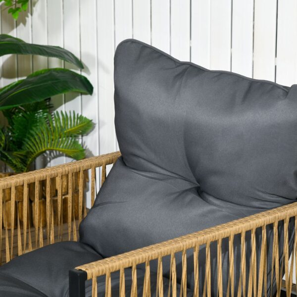 Outsunny 4 tlg. Rattan Gartenmöbel – Set, sitzgruppe mit Kissen für Garten, Terrasse