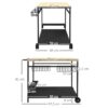 4255633560834-3 Outsunny Servierwagen Barbecue Trolley Gartenrollwagen mit 2 Ebenen Natur