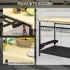 4255633560834-6 Outsunny Servierwagen Barbecue Trolley Gartenrollwagen mit 2 Ebenen Natur