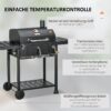 Outsunny Holzkohlegrill, Campinggrill mit zwei Grillrost, klappbar Seitenablage