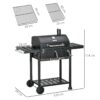 Outsunny Holzkohlegrill, Campinggrill mit zwei Grillrost, klappbar Seitenablage